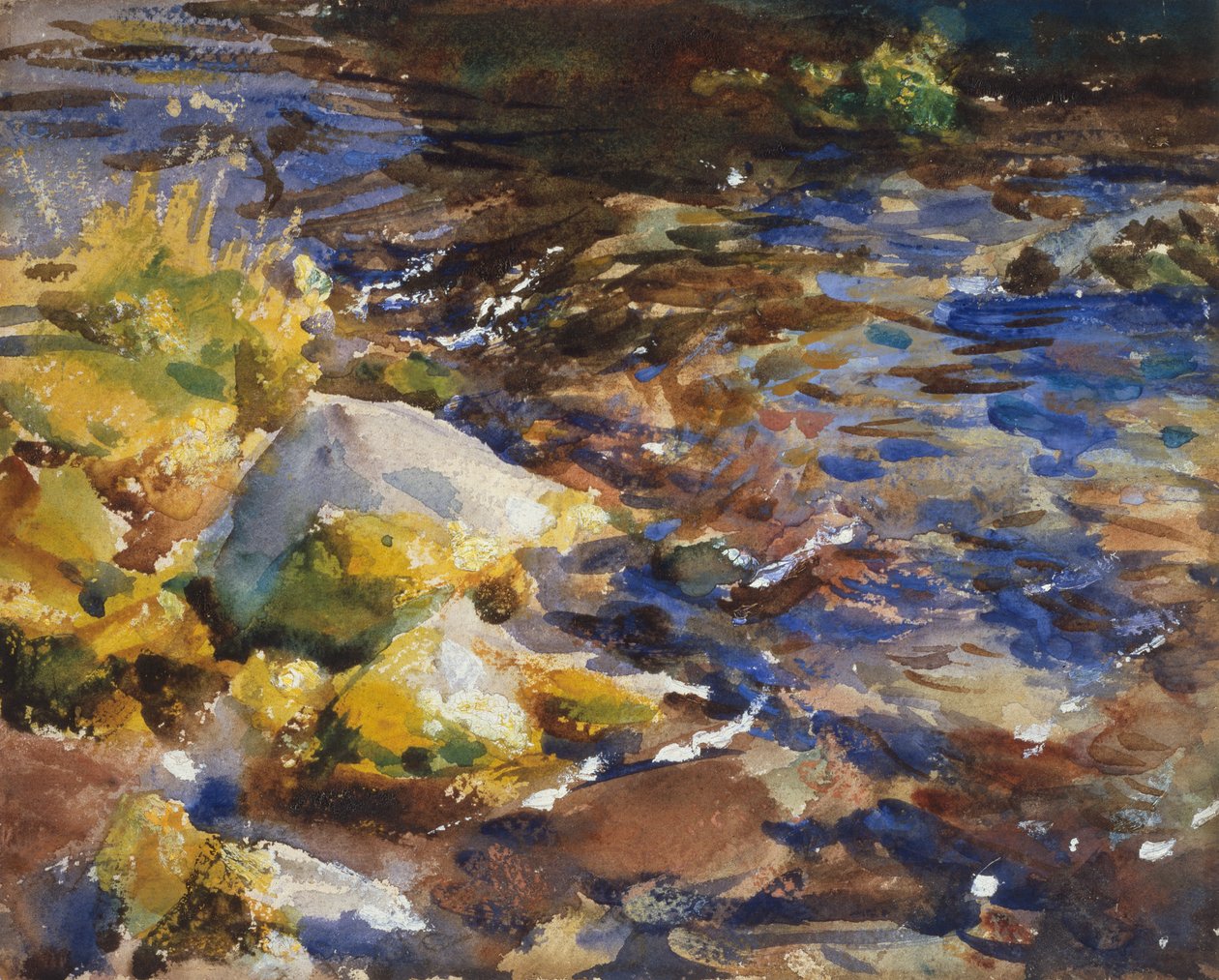 Tükröződések: sziklák és víz alkotó: John Singer Sargent