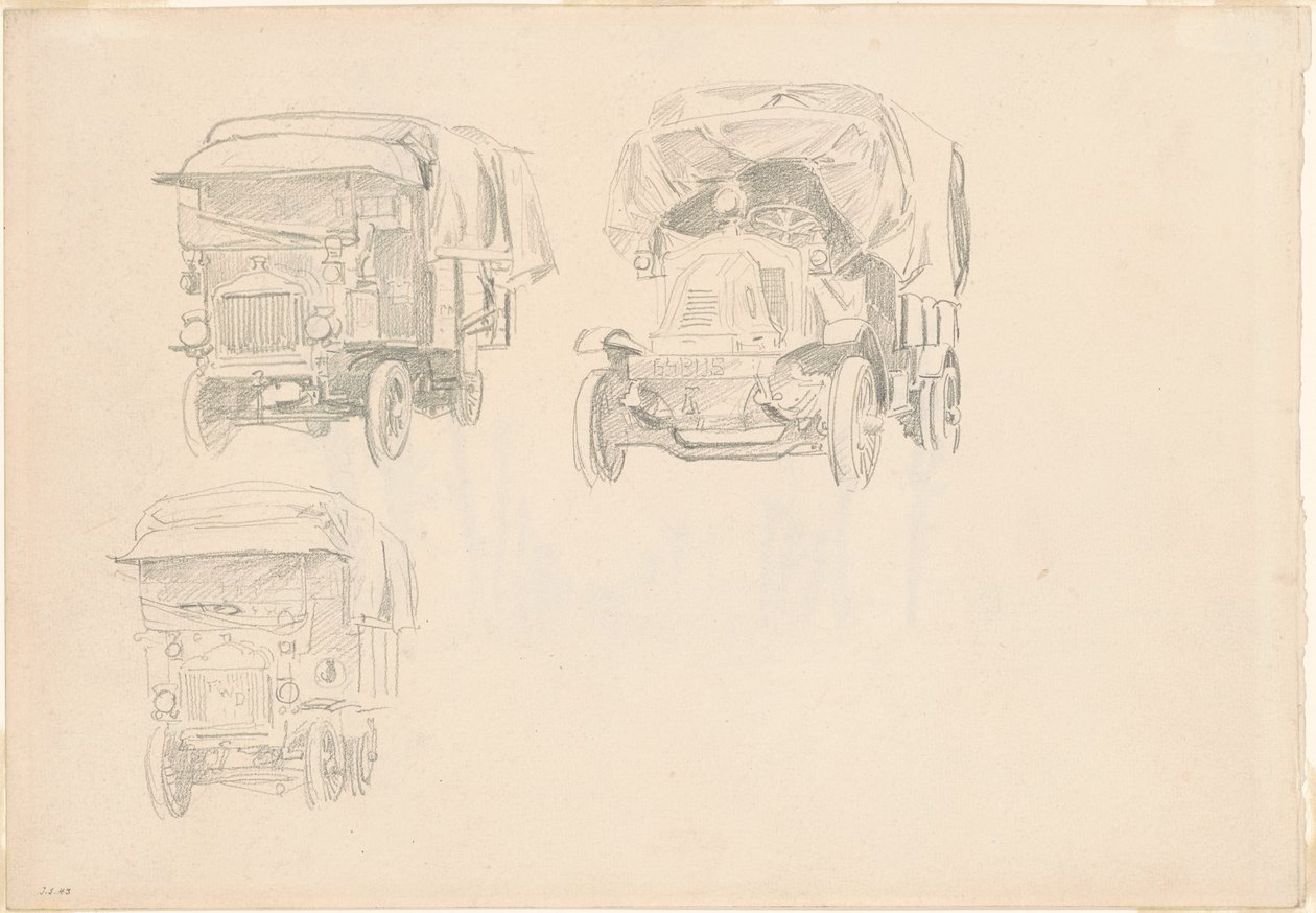 Teherautók [recto], 1918. alkotó: John Singer Sargent