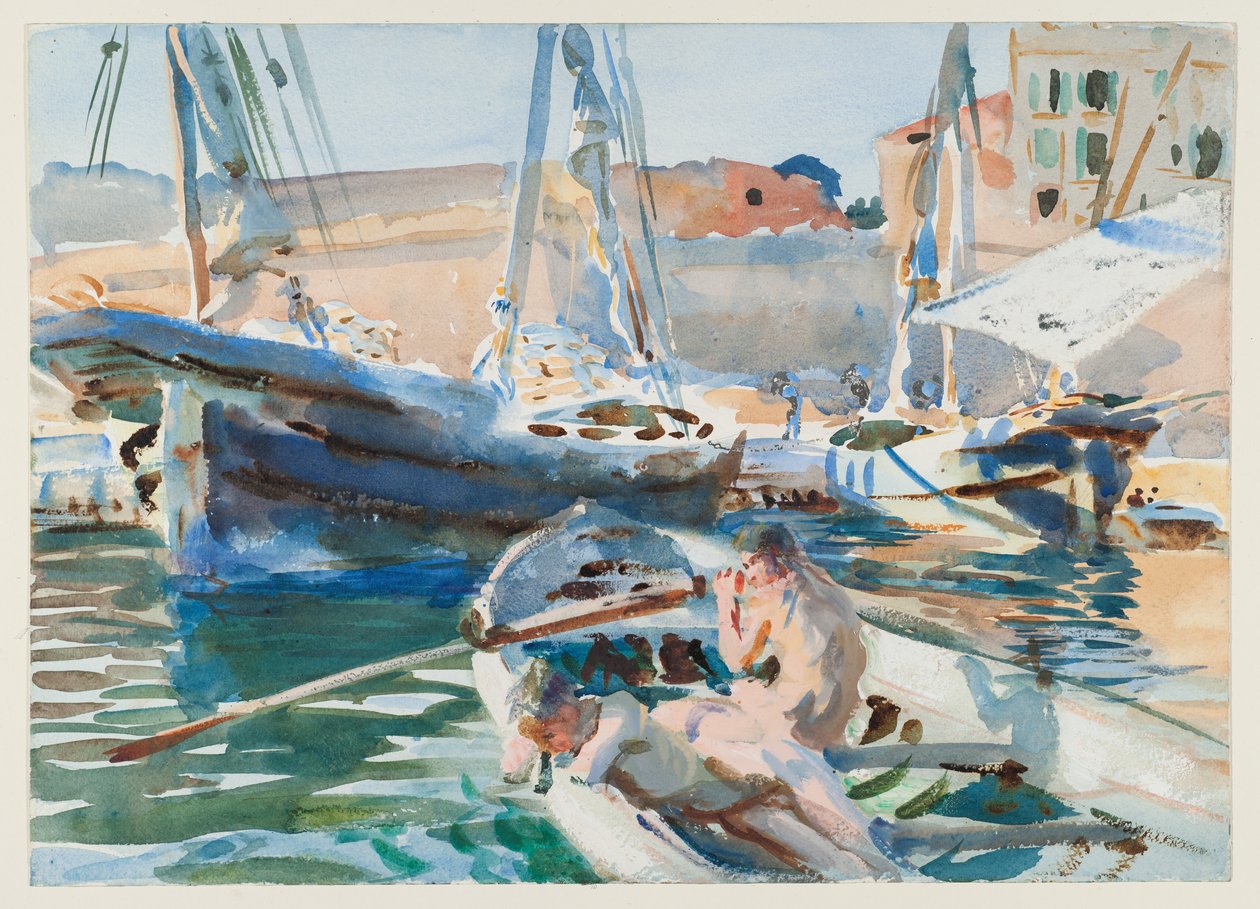 Gipsz kirakása, 1905 körül (wc papíron) alkotó: John Singer Sargent