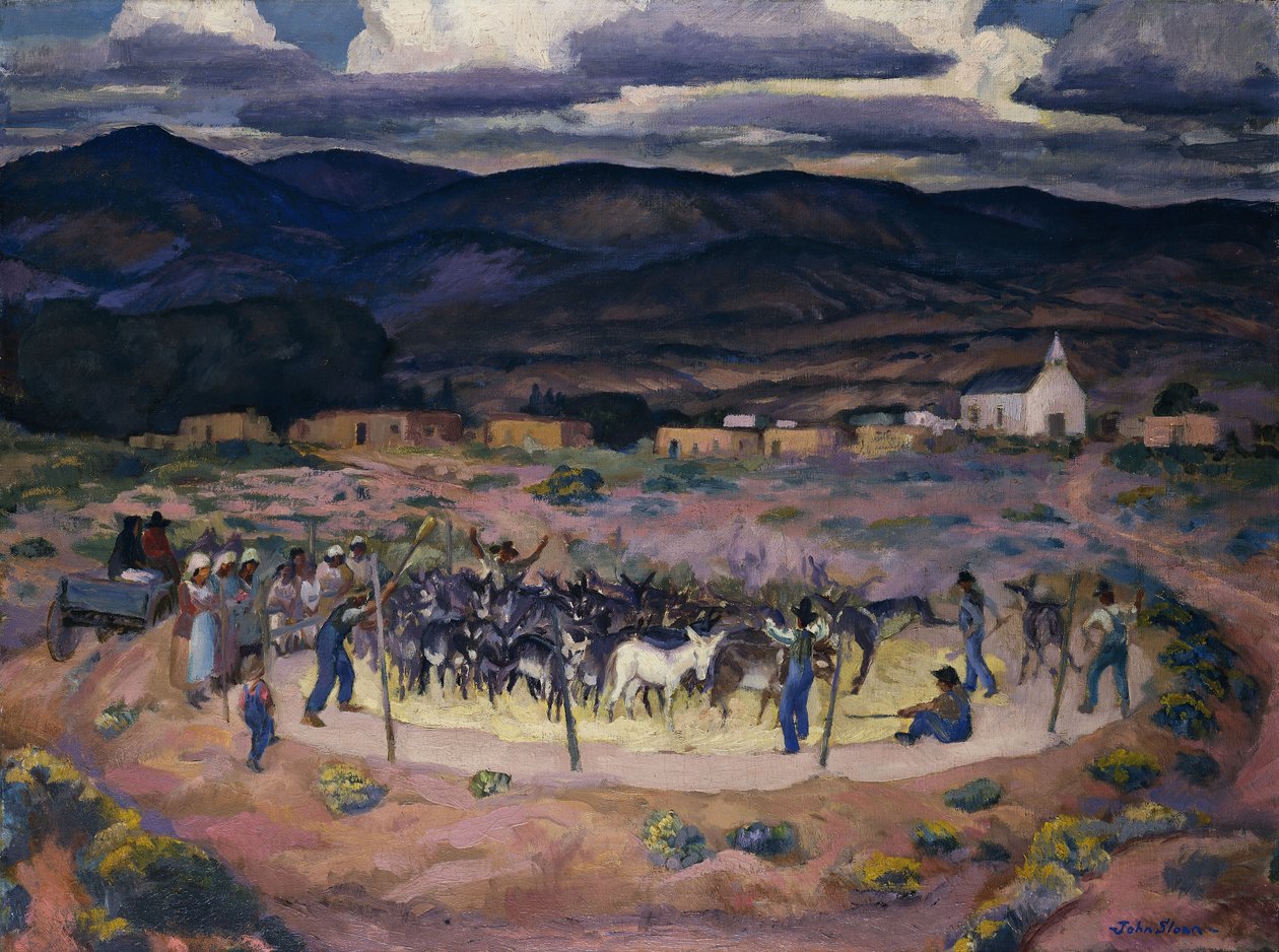 Burros cséplés alkotó: John French Sloan
