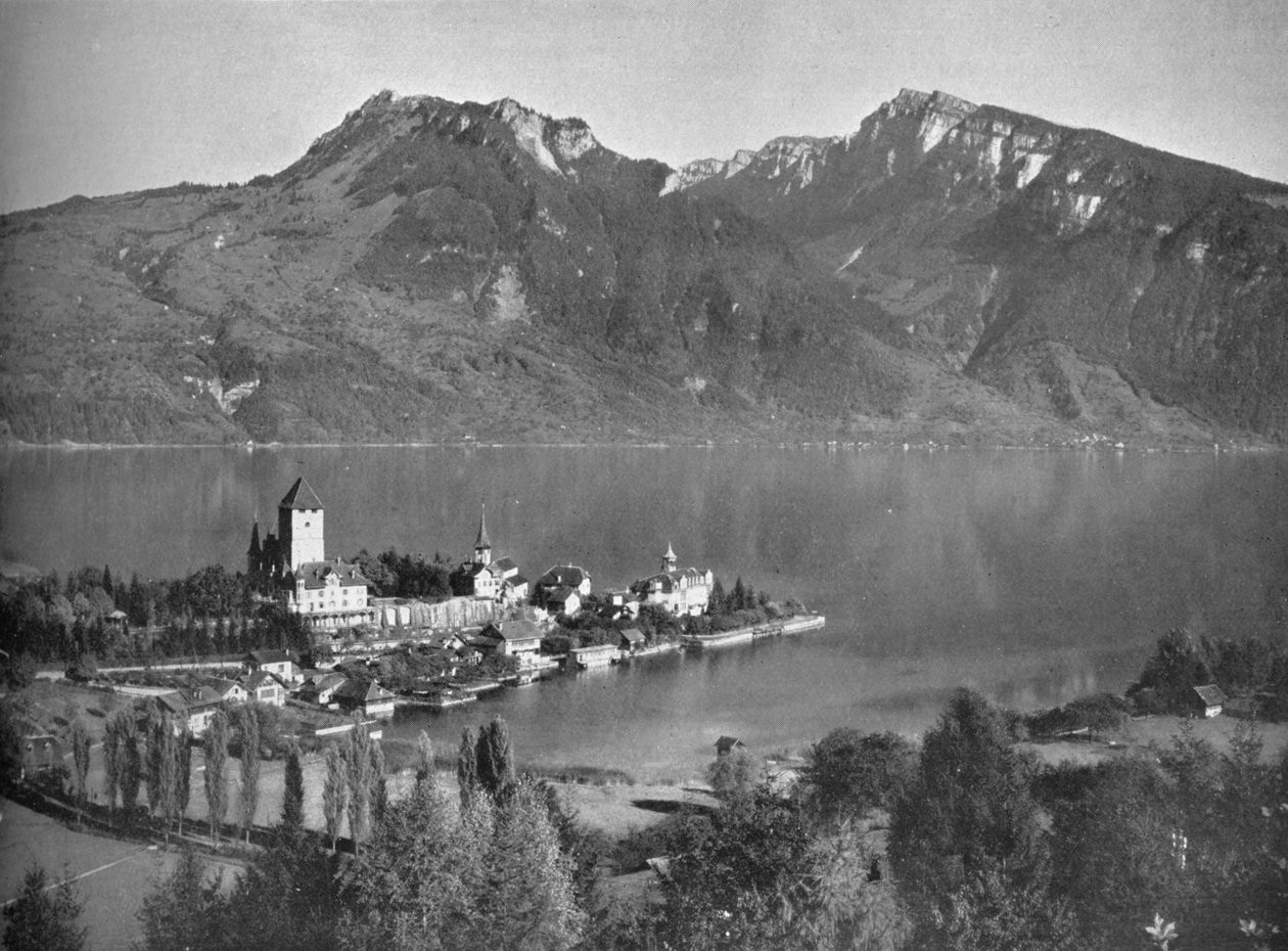 Spiez, a Thun-tónál, 1910 alkotó: John Swain and Son