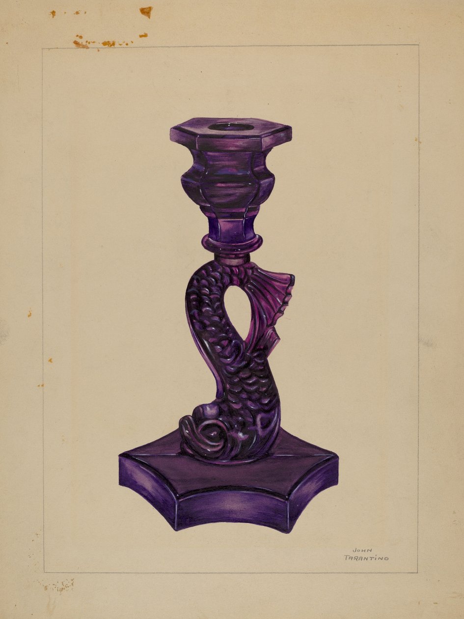Delfin gyertyatartó, c. 1936. alkotó: John Tarantino