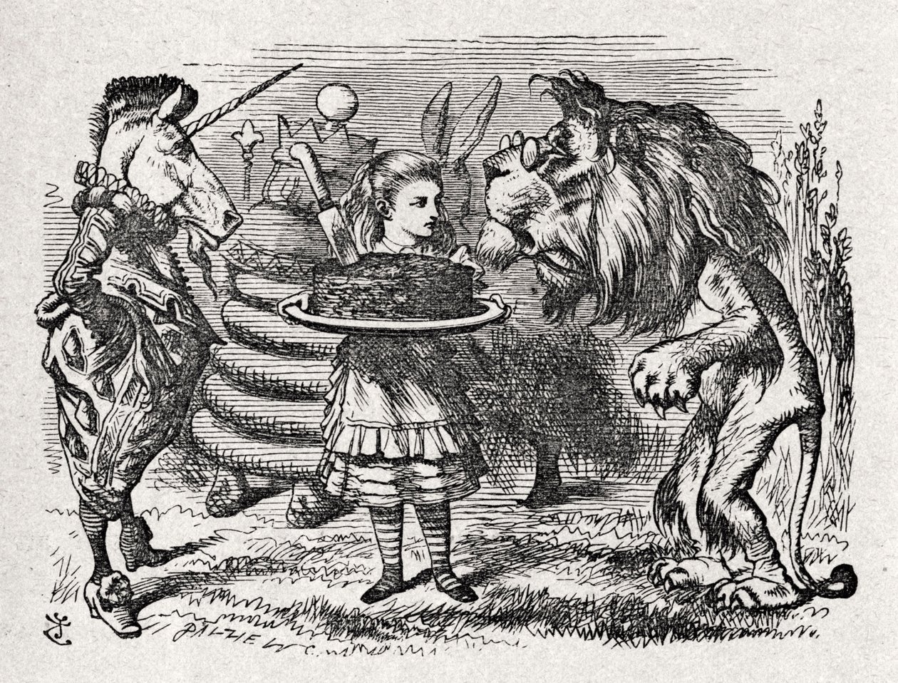 Oroszlán Alice és alkotó: John Tenniel