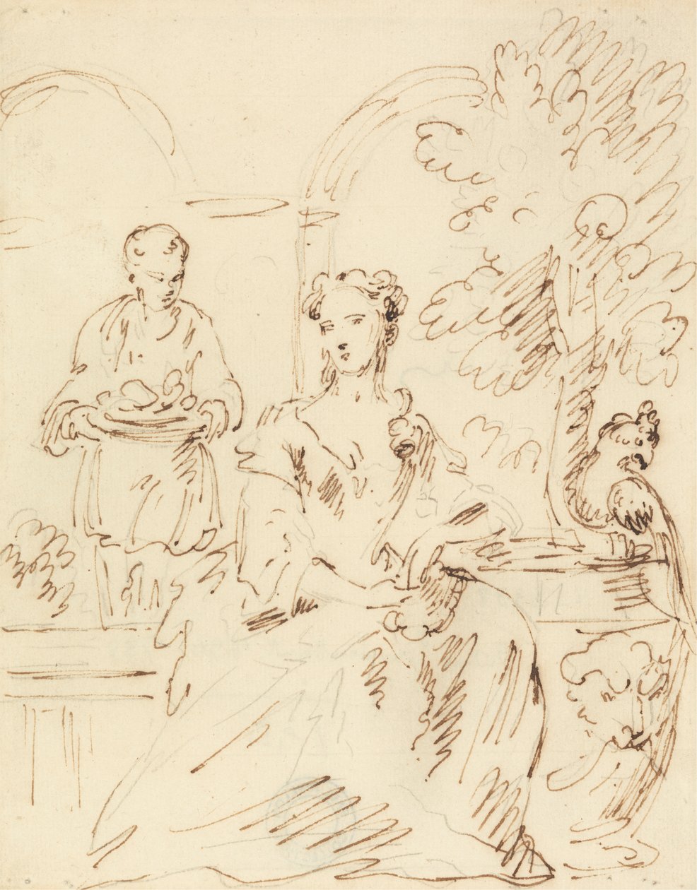 Lady és kakadu alkotó: John Vanderbank