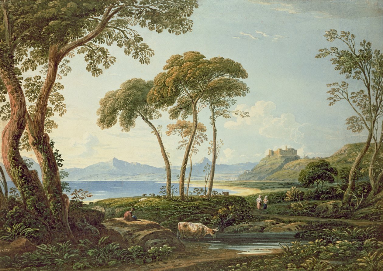Táj a Harlech-kastéllyal alkotó: John Varley