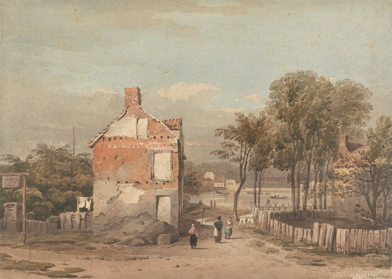 A Temze a büntetés-végrehajtás közelében, Millbank, London alkotó: John Varley