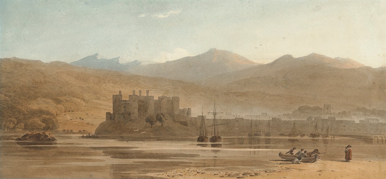 A Conwy kastély kilátása, Észak-Wales alkotó: John Varley