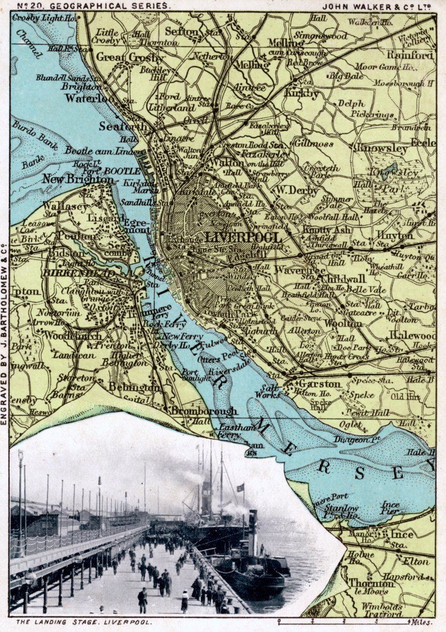 Liverpool térképe, Merseyside, 1903. alkotó: John Walker