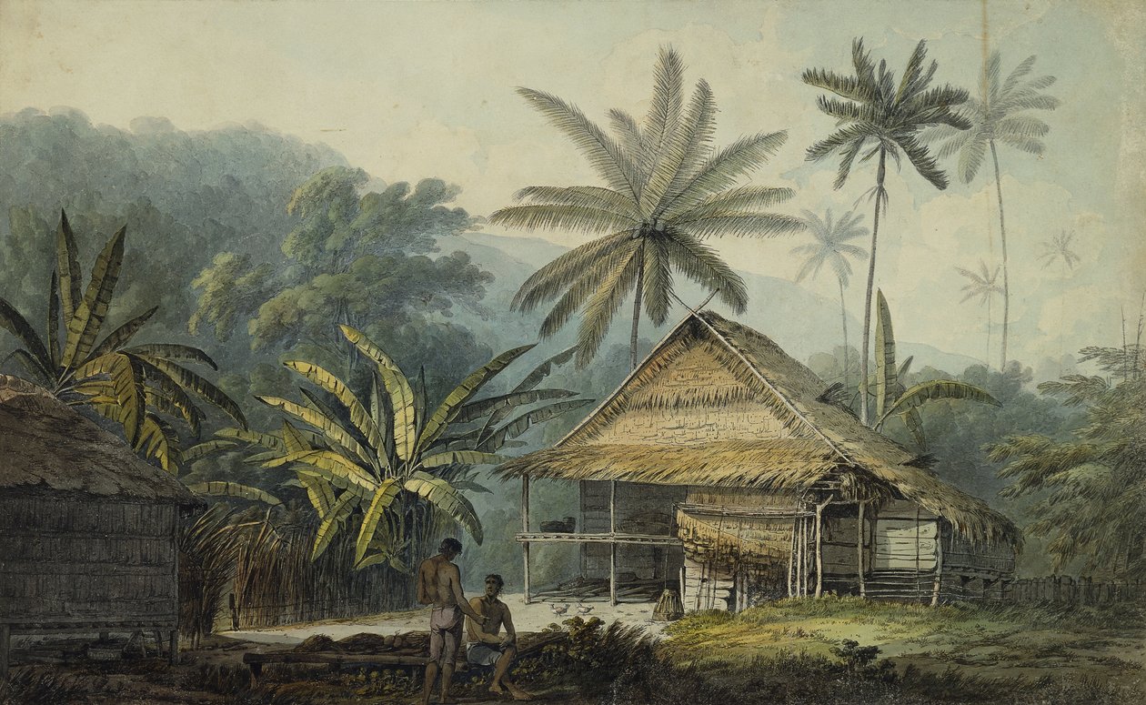 Kilátás Krakatau szigetére, alkotó: John Webber