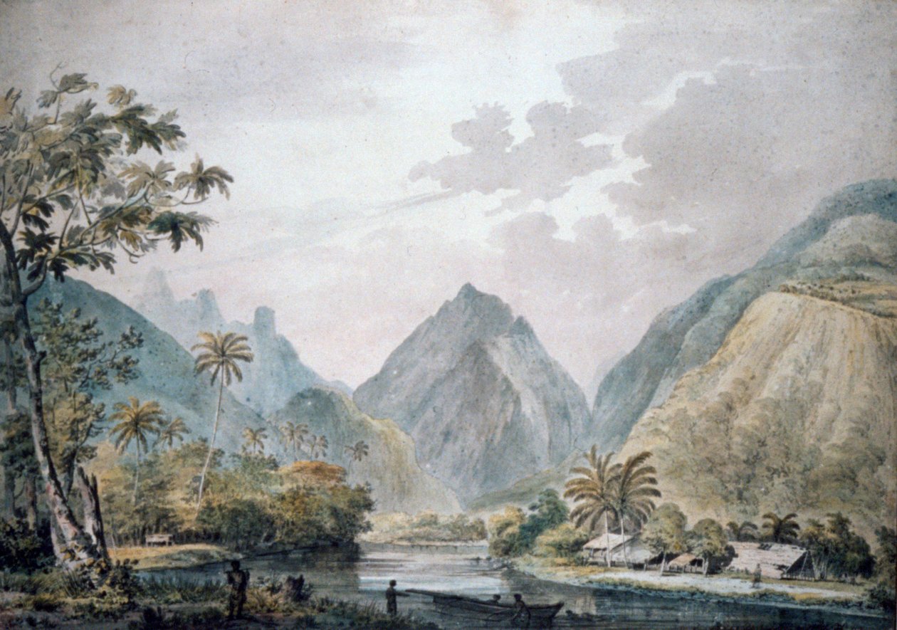 Kilátás a Vaitepiha-völgyre, Tahiti, 1777 alkotó: John Webber