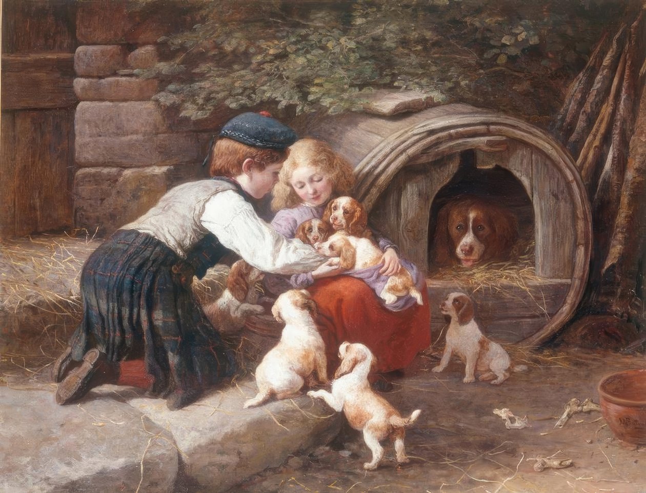 Játék a kölykökkel alkotó: John William Bottomley