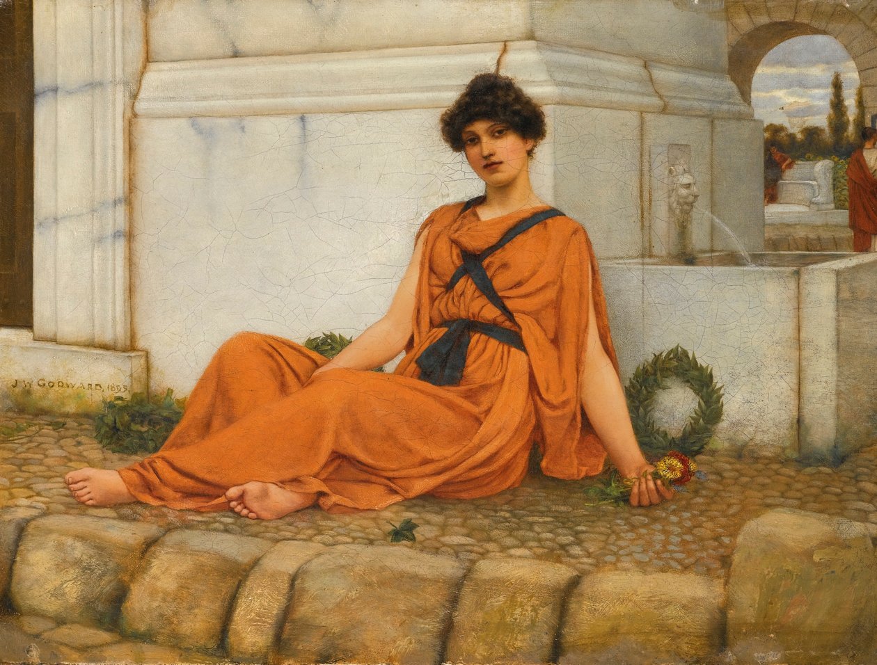 Repose, A viráglány alkotó: John William Godward