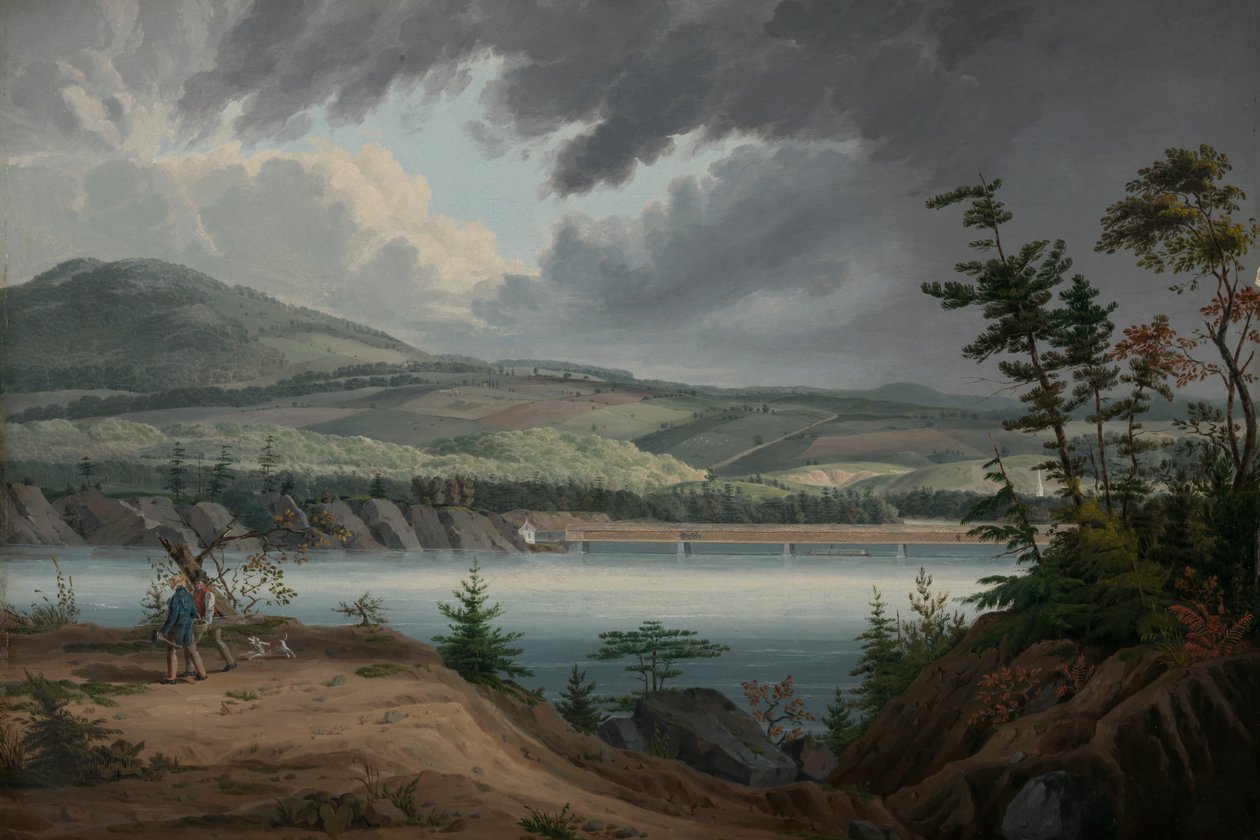 Cohoes kilátása, kb. 1820. alkotó: John William Hill