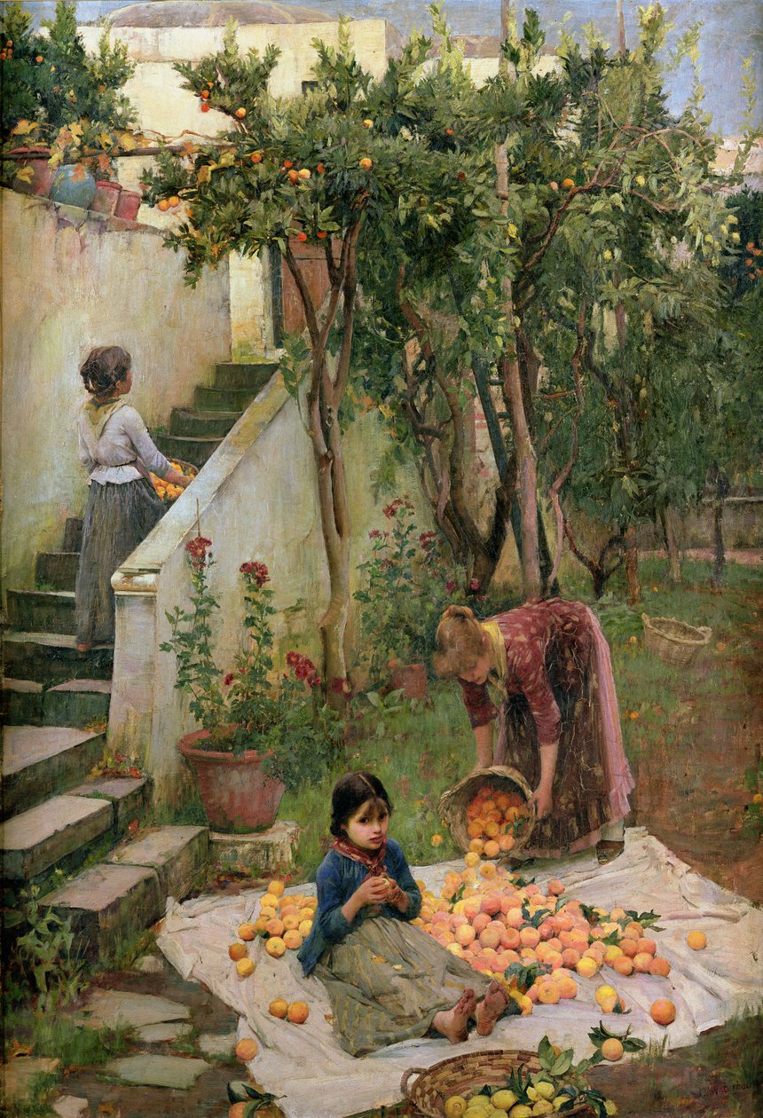 A Narancsgyűjtők alkotó: John William Waterhouse