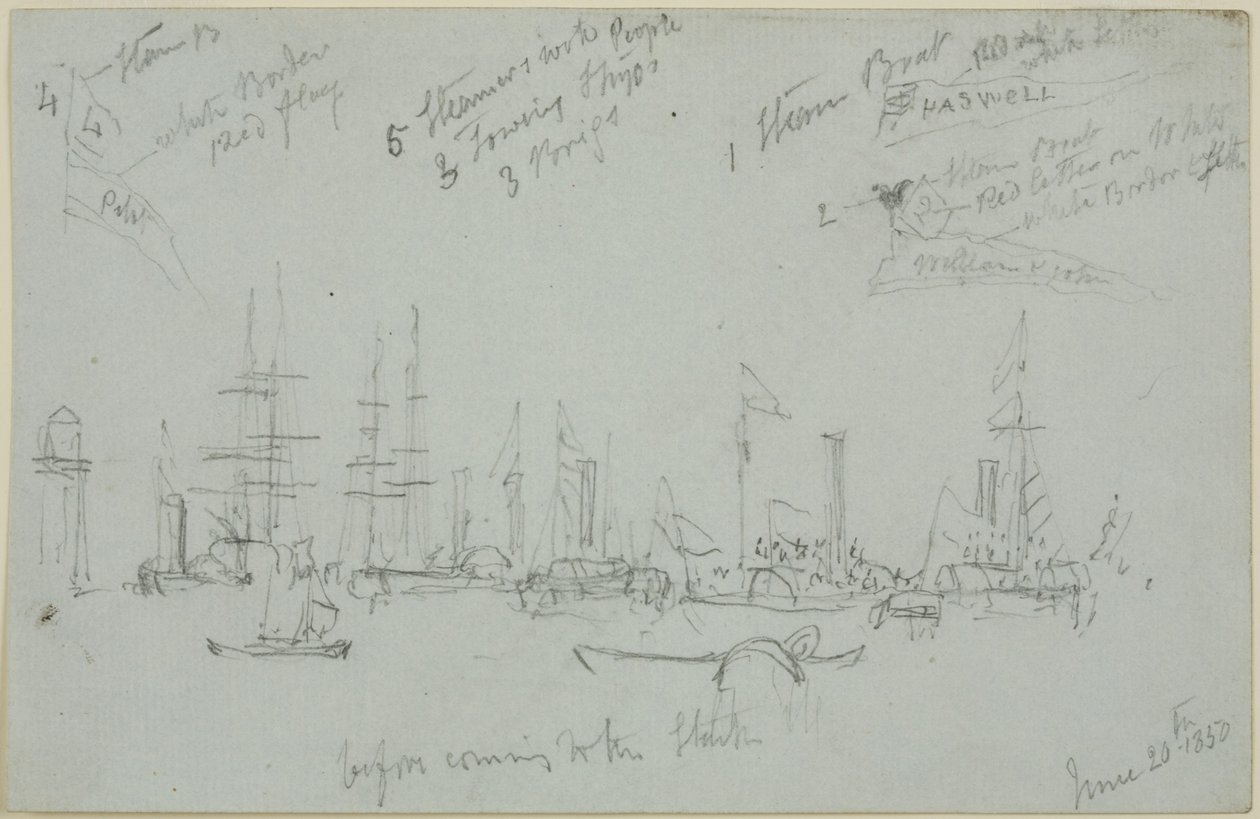 Kikötői jelenet (ceruza papíron (szürke)) alkotó: John Wilson Carmichael