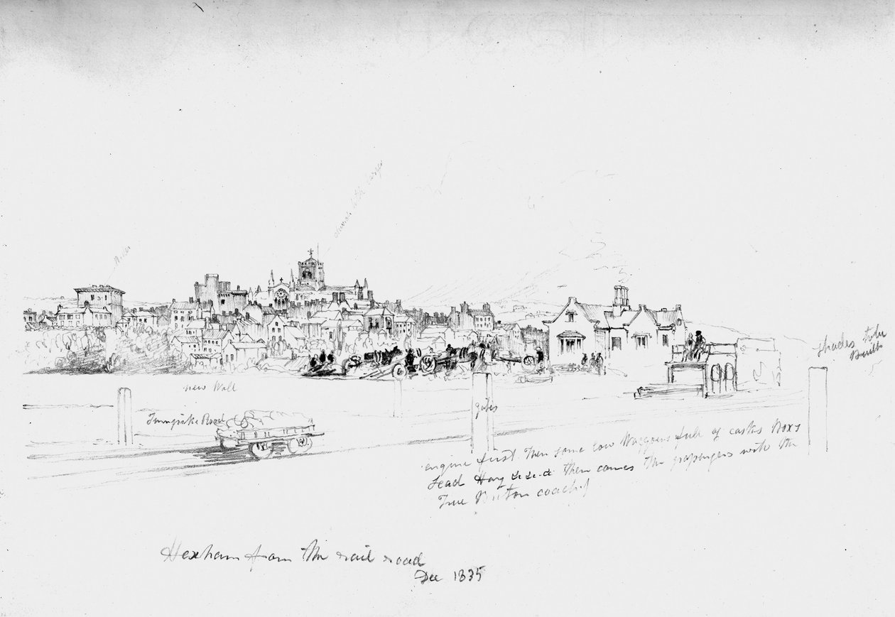 Hexham a vasút felől, 1835 alkotó: John Wilson Carmichael