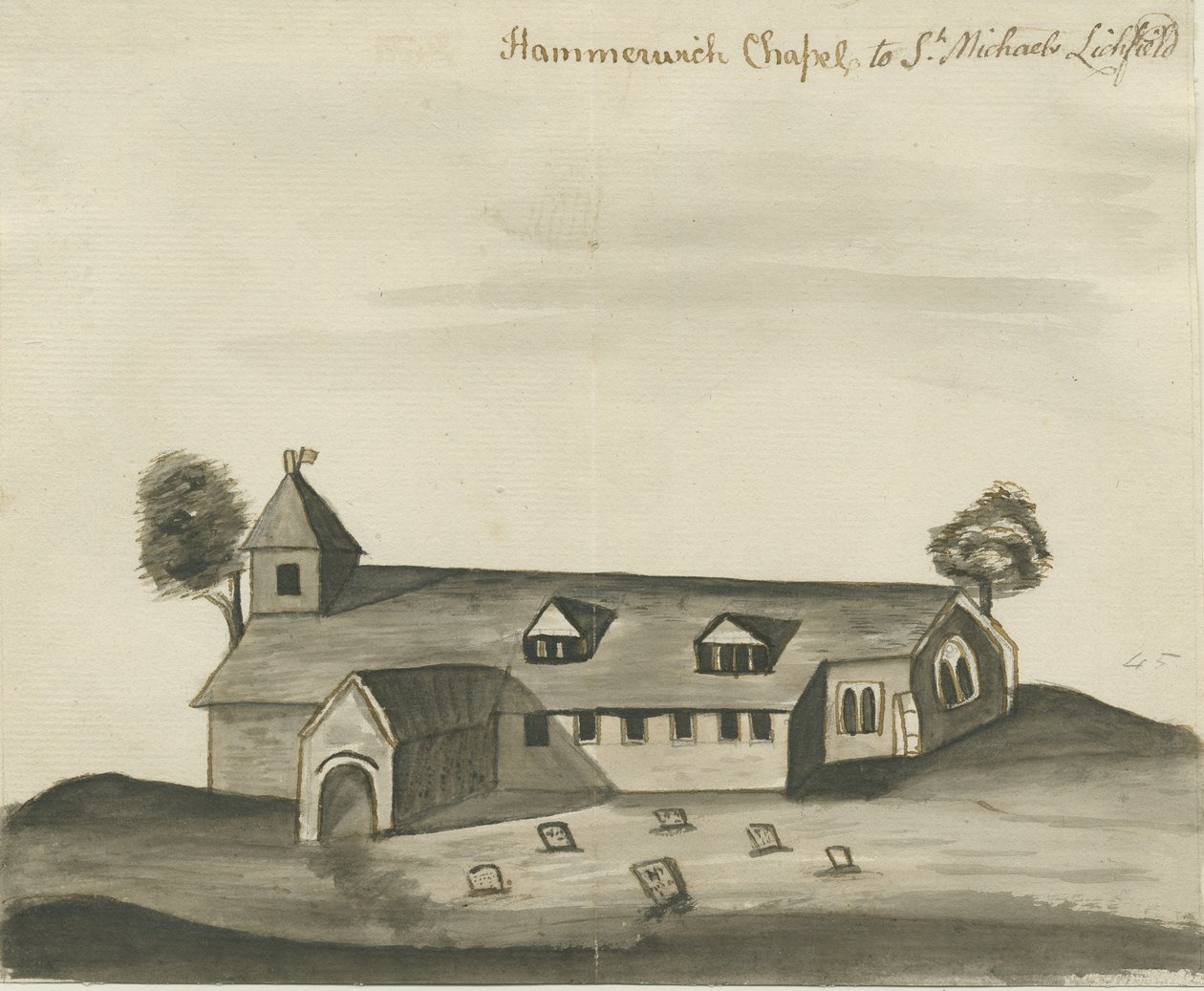 Hammerwich templom: szépia rajz, nd [c 1780] alkotó: John Wright