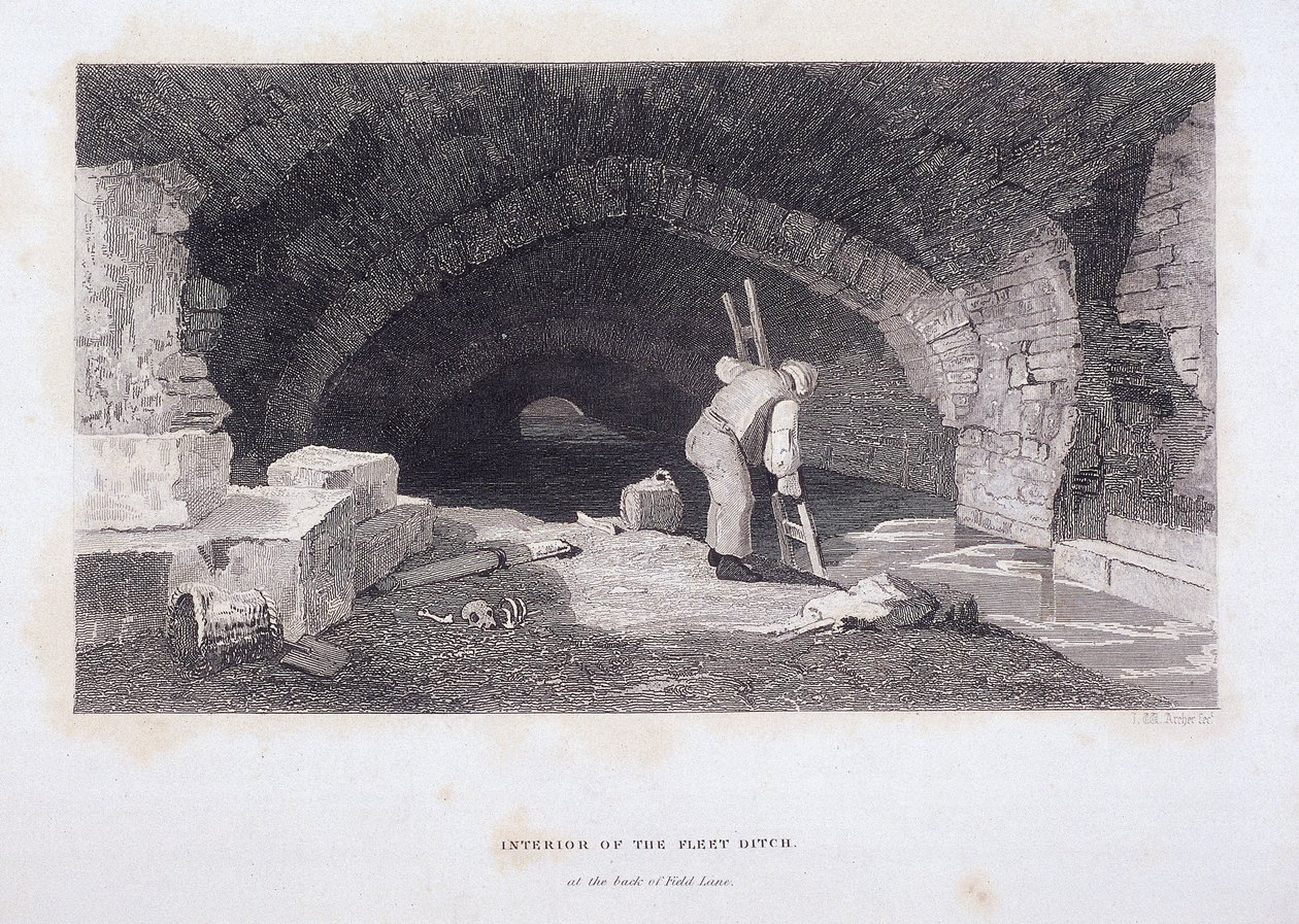 Fleet River, London, 1851 alkotó: John Wykeham Archer