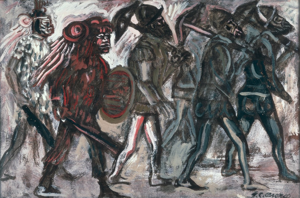 The Teules, 1945 körül (gouache papíron) alkotó: José Clemente Orozco