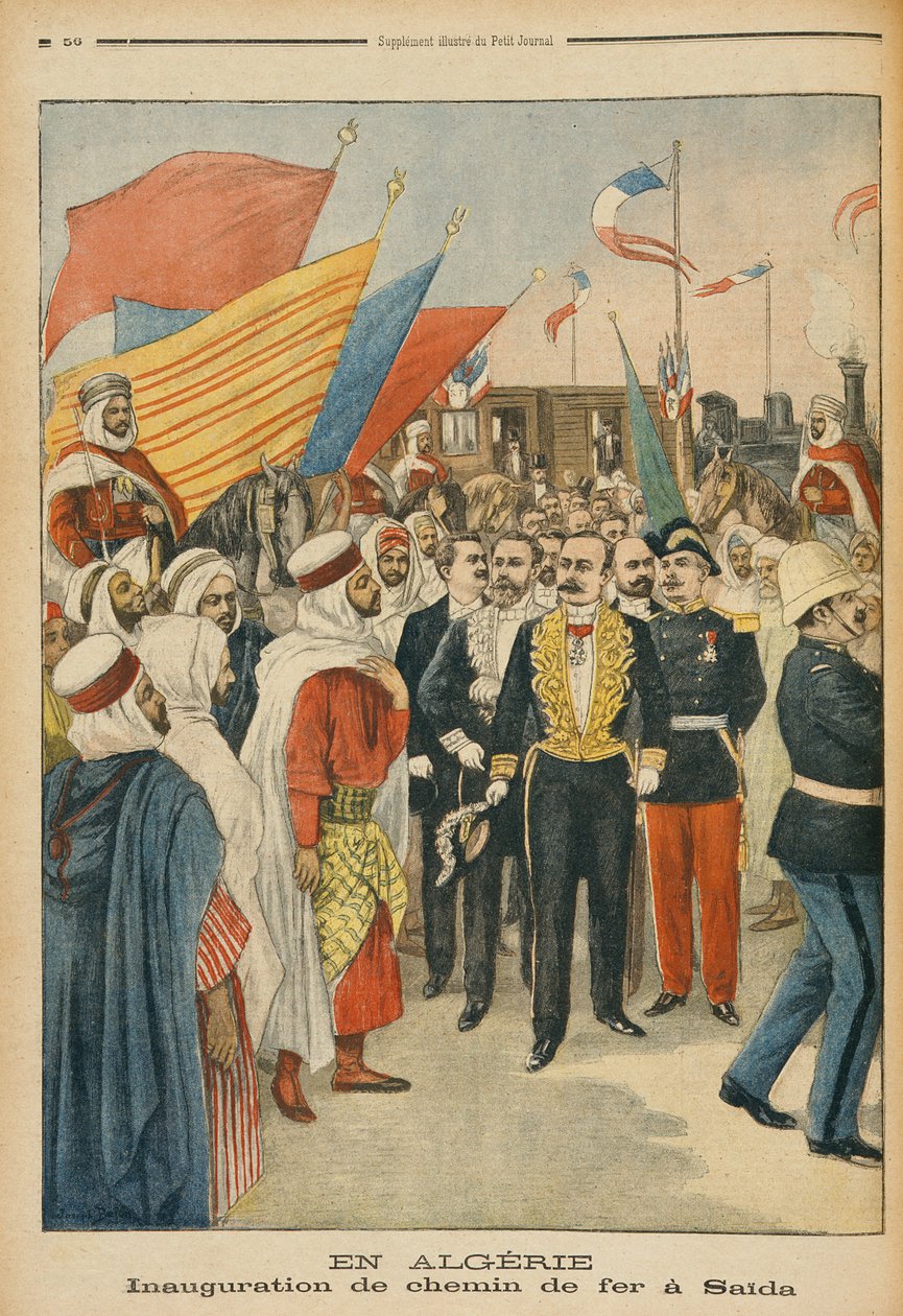 A Saida vasút megnyitása Algériában, illusztráció a „Le Petit Journal”-ból, 1900. február 18. alkotó: Jose Belon