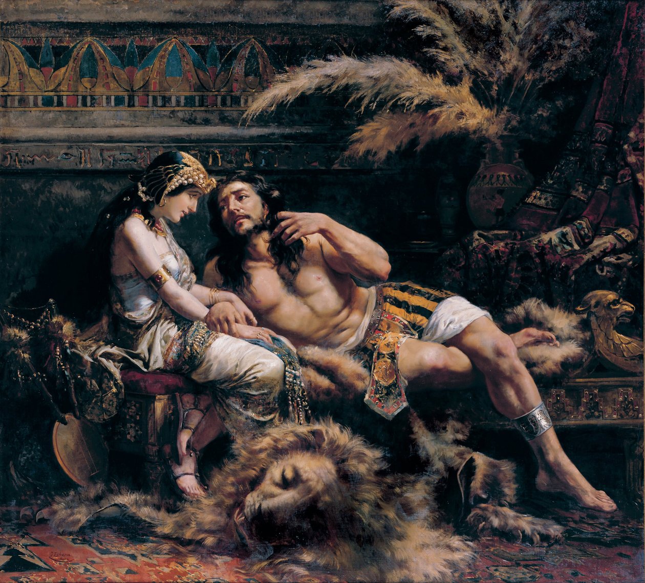 Samson and Delilah   1406365   hu       hungarian Successfully Translated  Original: The Month of April: Rowing, from An Almanac of Twelve Sports, with words by Rudyard Kipling, first published by William Heinemann Translat: Københavnsk selskabsscene, t.v. alkotó: José Echenagusia Errazquin