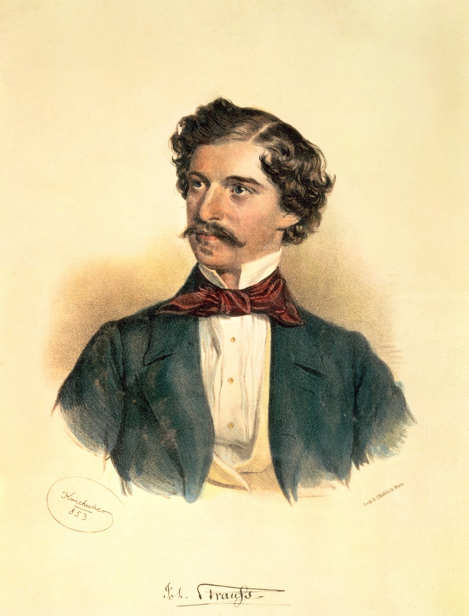 Idősebb Johann Strauss (1804-49) (rajz mosással) alkotó: Josef Nikolaus Kriehuber