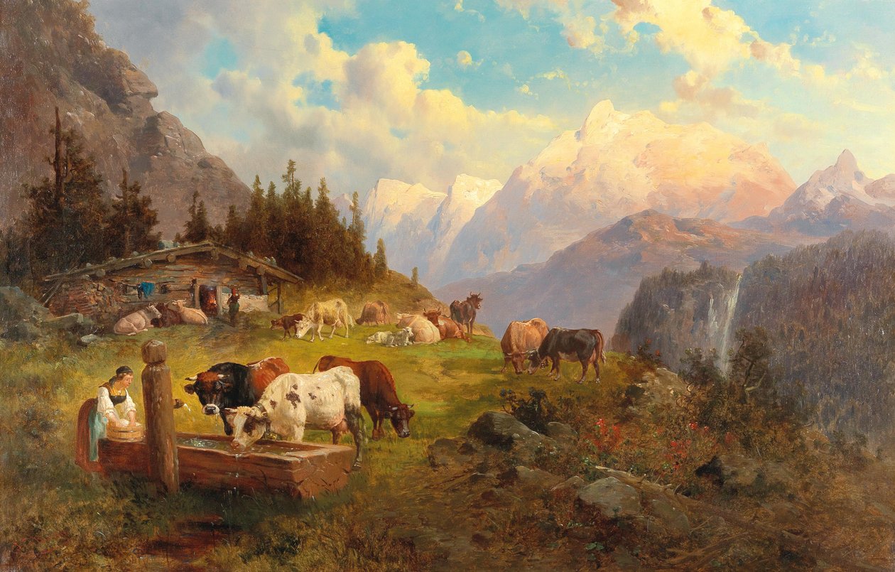 A hegyi legelőn alkotó: Josef Thoma