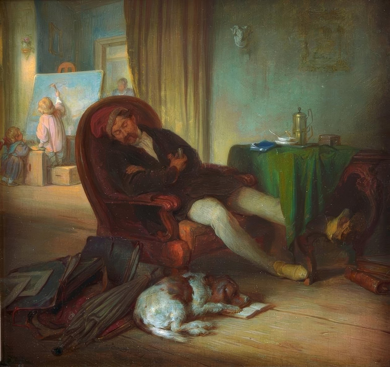 Az alvó festő alkotó: Josef Danhauser