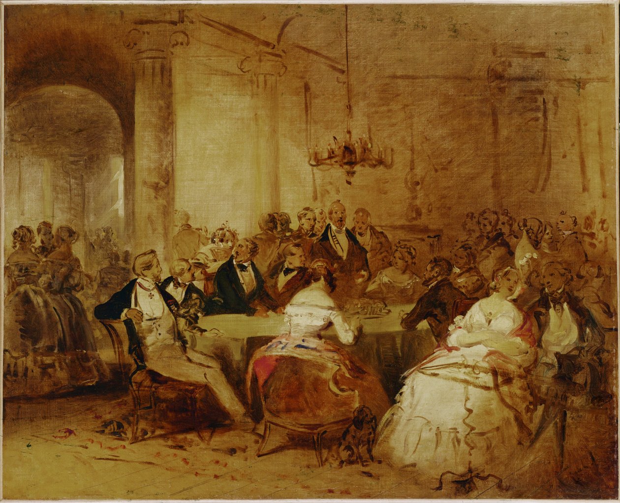 Társadalmi színtér. Elegáns bécsi társaság Schubert ... alkotó: Josef Danhauser