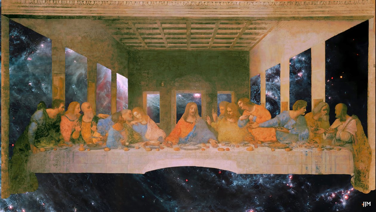JJM-recreate: Leonardo da Vinci_Az utolsó vacsora+JWST alkotó: Josef Johann Michel