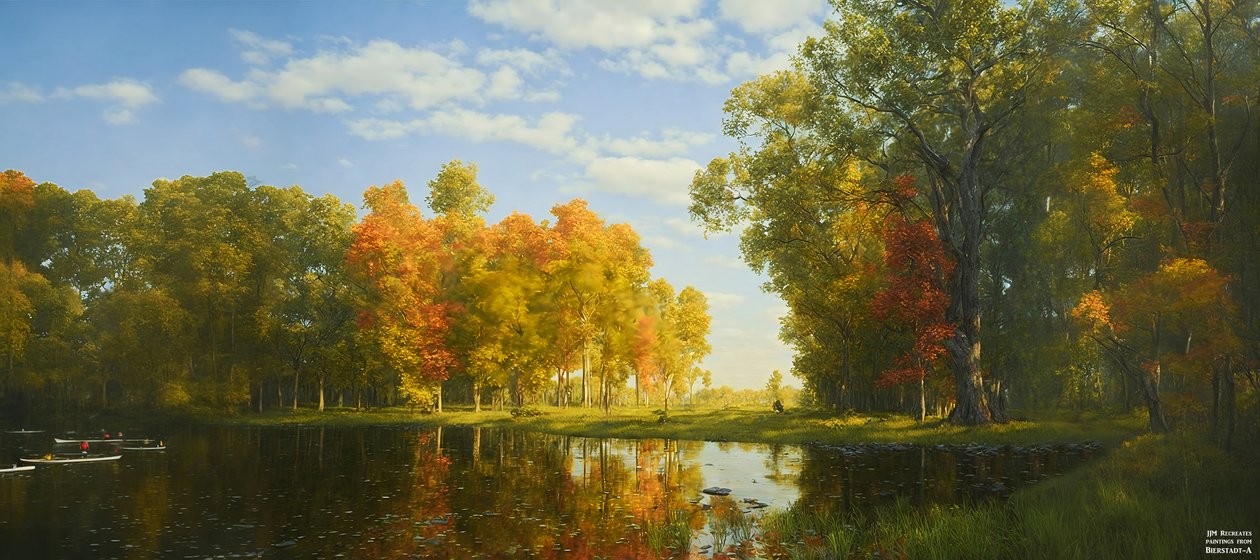 JJM újraalkotja a Bierstadt-A: Őszi erdőt alkotó: Josef Johann Michel