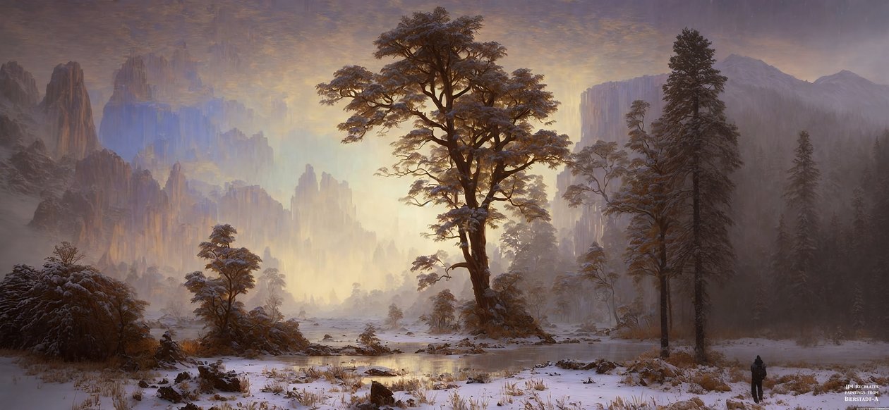 JJM újraalkotja Bierstadt-A: Valley of Yosemite hóesést alkotó: Josef Johann Michel