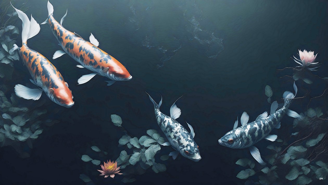 ink painting: Koi-Karpfish_red+white_01 alkotó: Josef Johann Michel