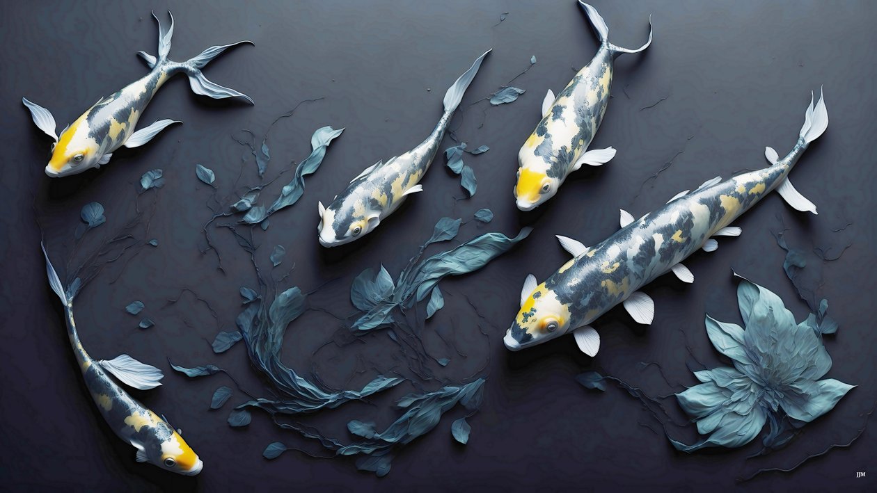 tusfestés: Koi-Karpfish_yellow_01 alkotó: Josef Johann Michel