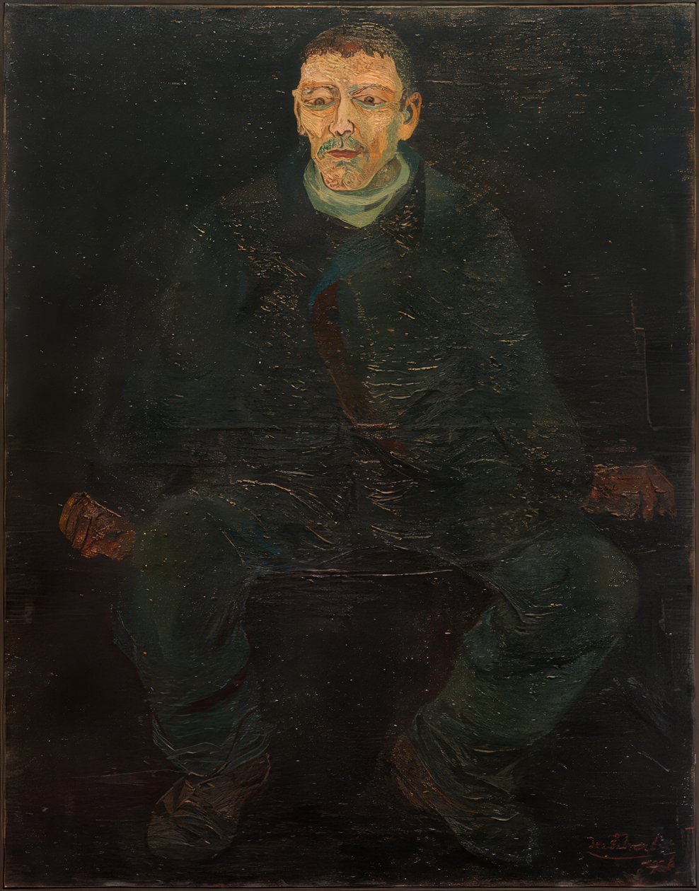 Ülő férfi kék öltönyben alkotó: Josef Scharl