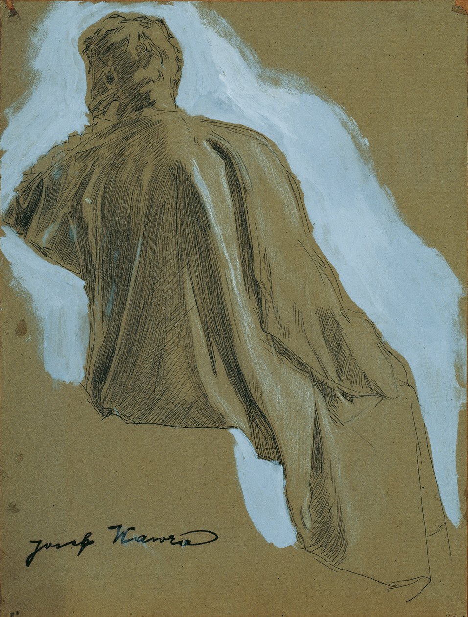 Ülő férfi (Drapery-tanulmány) alkotó: Josef Wawra