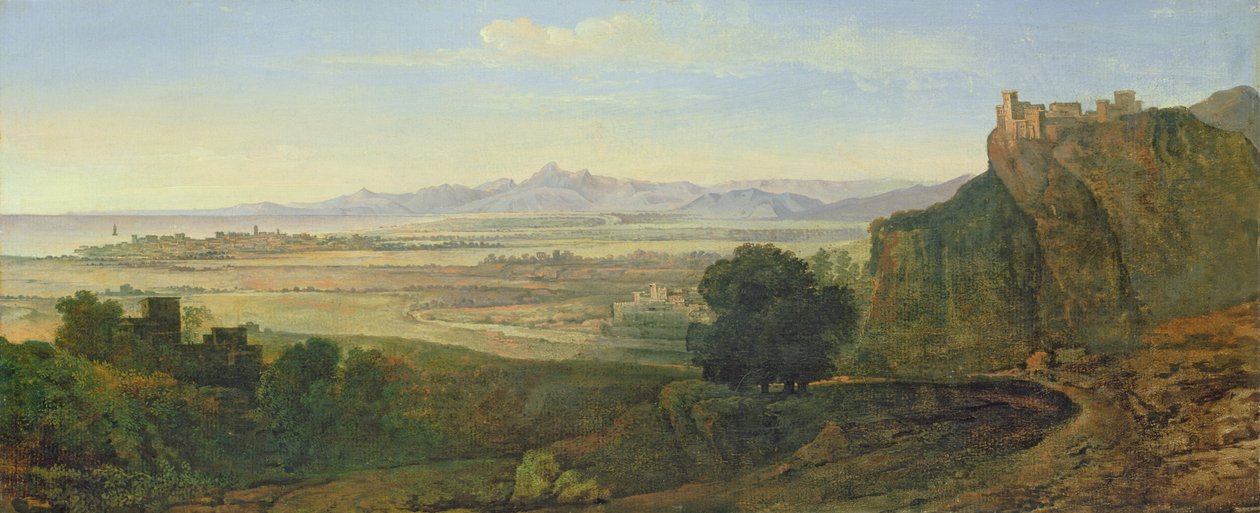 Campagna táj (olaj, papír, vászonra fektetve) alkotó: Joseph Anton Koch