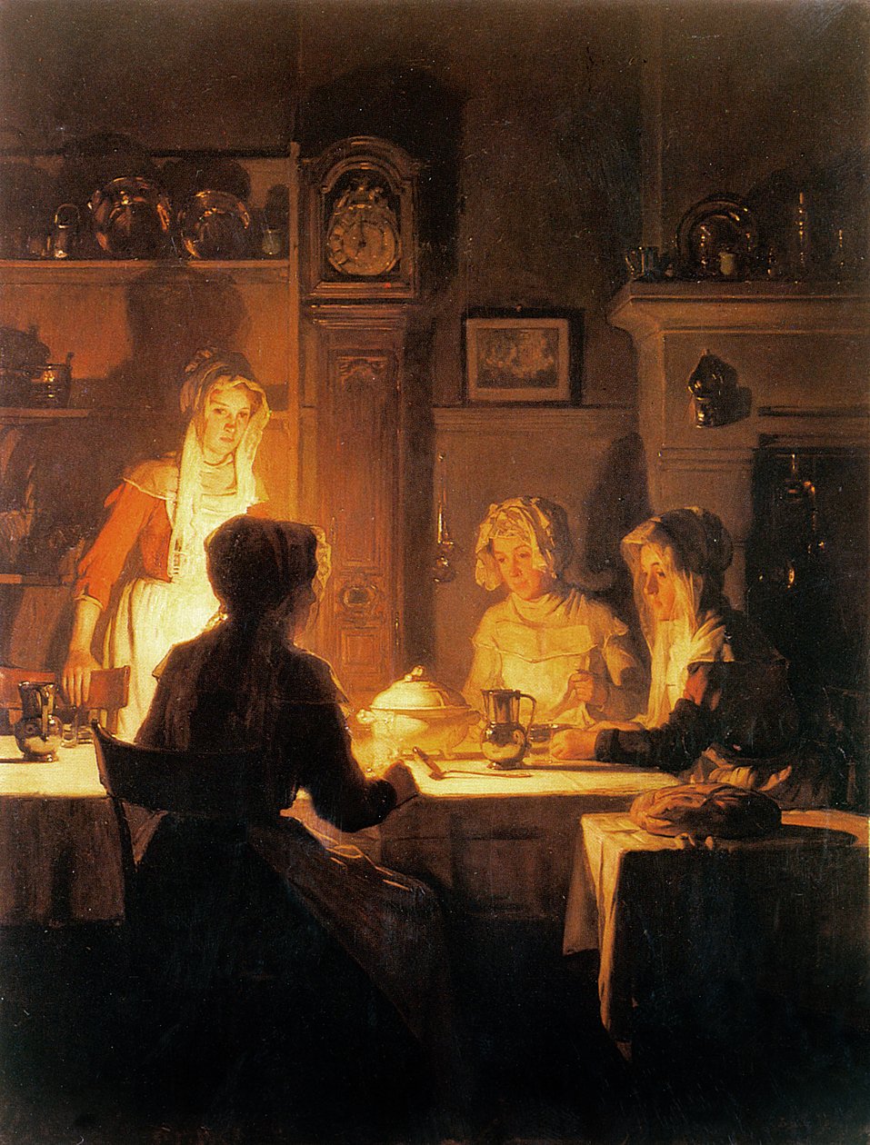 Az esti étkezés, 1900 körül alkotó: Joseph Bail