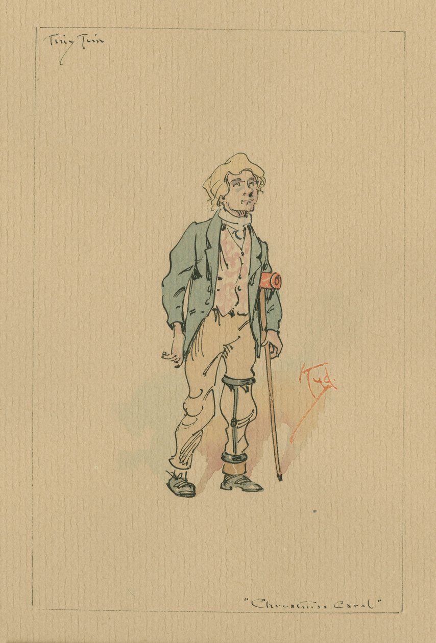 Tiny Tim – Karácsonyi ének, 1920-as évek (toll és tinta WC-vel papíron) alkotó: Joseph Clayton Clarke