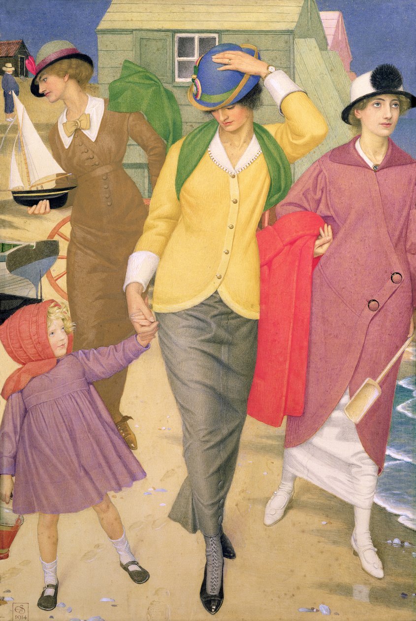 A part mentén, 1914 (tempera selyemen) alkotó: Joseph Edward Southall