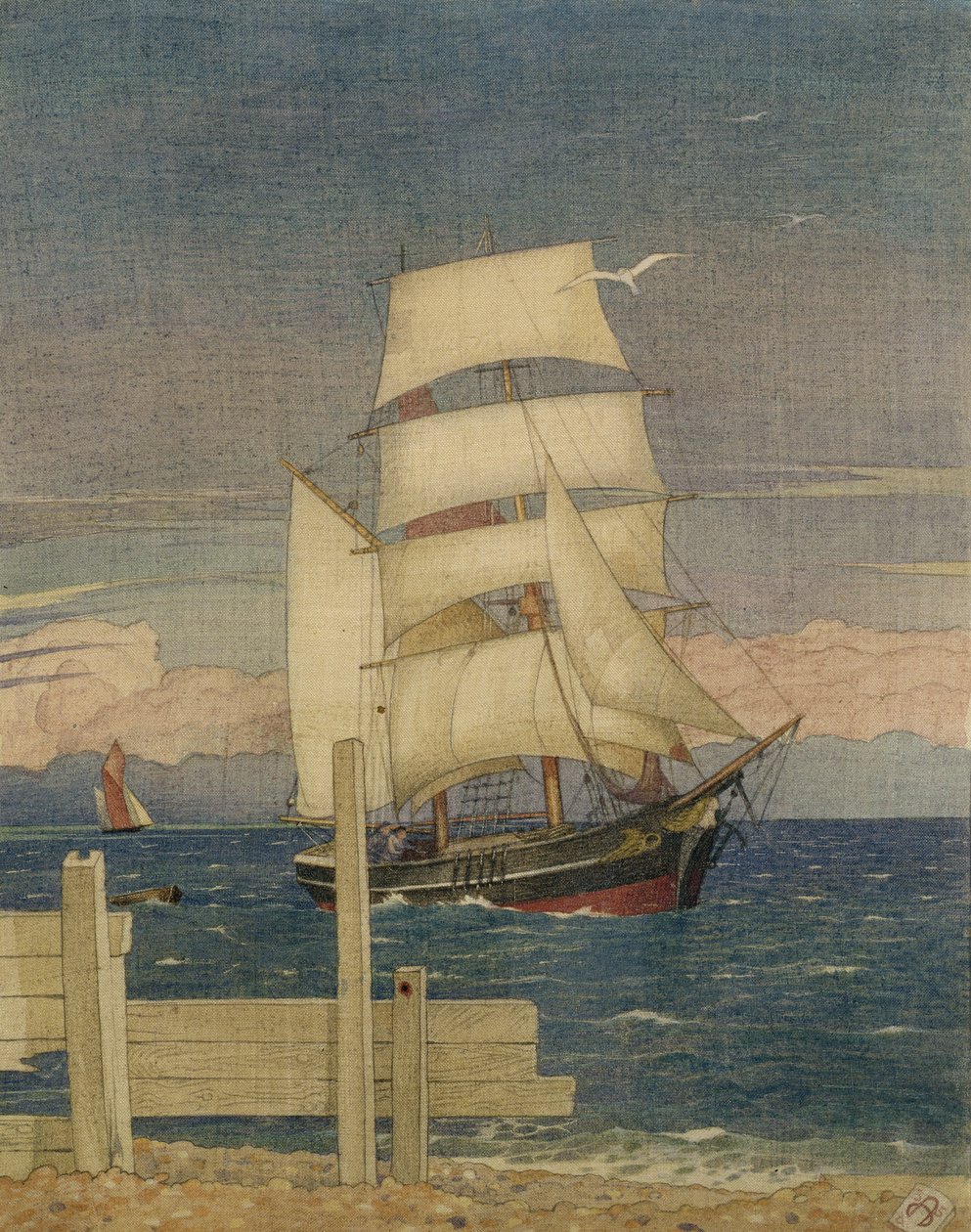 Tall Ship, 1935 (wc és ceruza ruhán) alkotó: Joseph Edward Southall