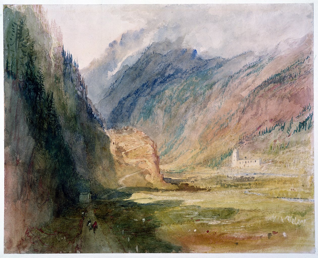 Couvent du Bonhomme, Chamonix, 1836-42 körül (wc kikarcolással a papíron) alkotó: Joseph Mallord William Turner