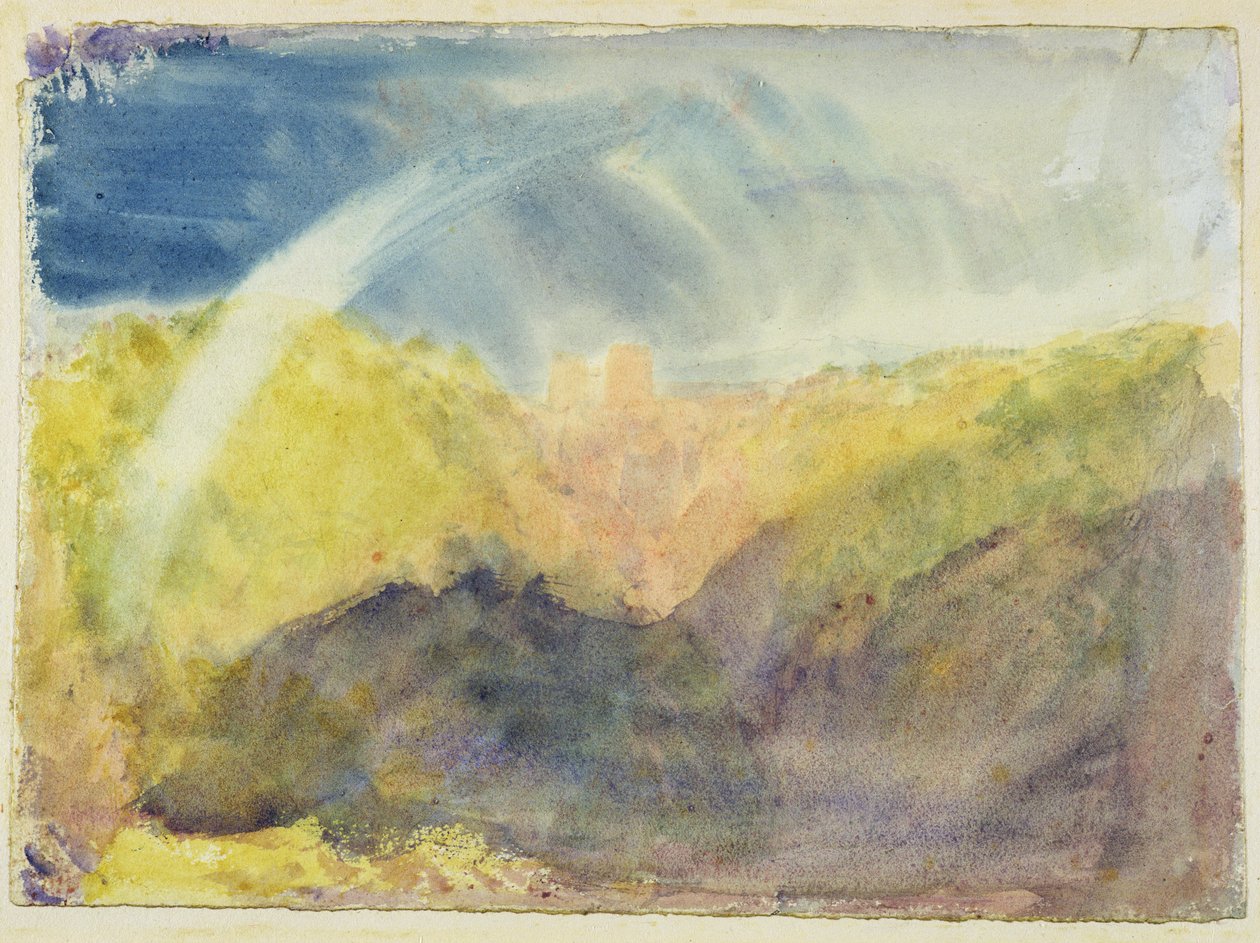 Crichton kastély (Hegyi táj szivárvánnyal) 1818 körül (wc grafit fölött, szőtt papíron) alkotó: Joseph Mallord William Turner