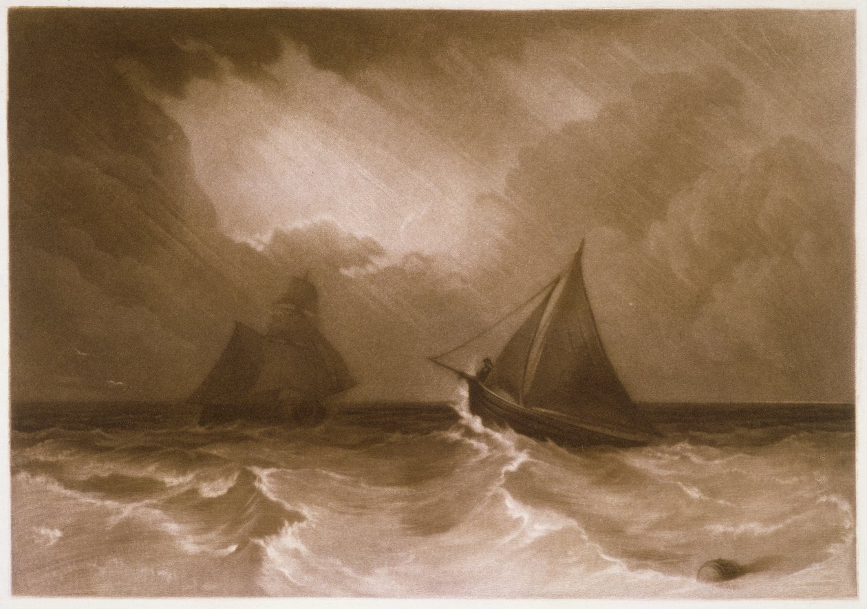 R.808b Hajó és Vágó, a "Little Liber"-ből, a művész által metszett, 1826 körül (mezzotint) alkotó: Joseph Mallord William Turner