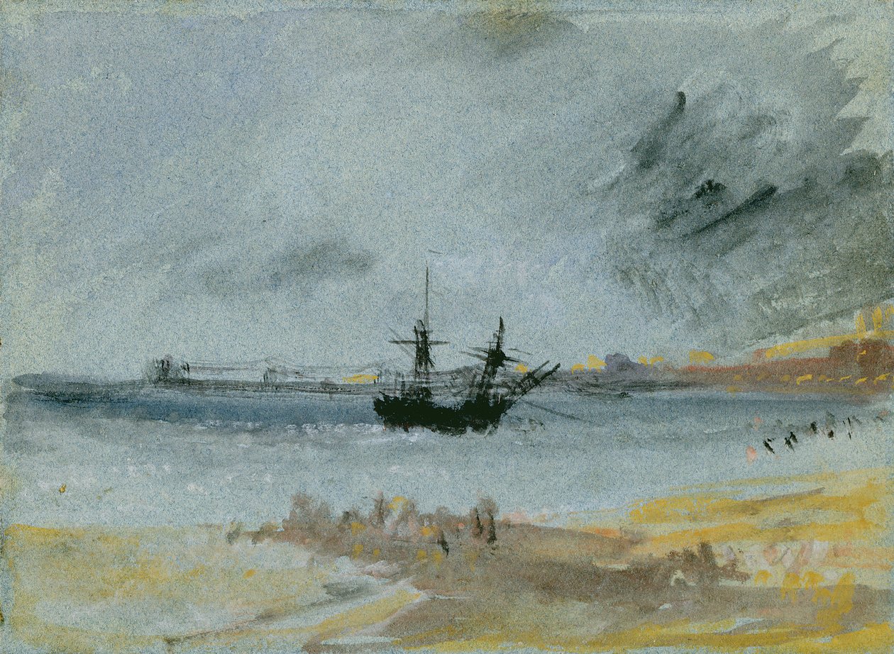 Hajó zátonyra, Brighton, 1830 (fekete tinta, wc és testszín papíron) alkotó: Joseph Mallord William Turner