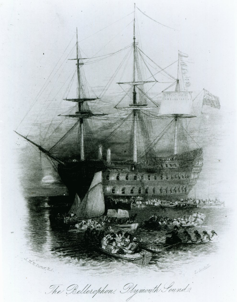 A Bellerophon a Plymouth Soundon 1815-ben, 1834-36 alkotó: Joseph Mallord William Turner