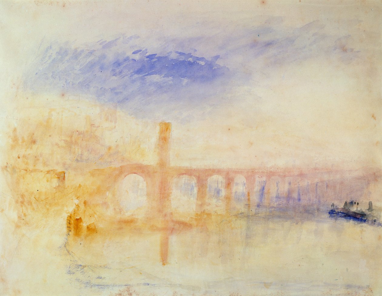 A Moselle-híd, Coblenz, 1842 körül (wc és grafit papíron) alkotó: Joseph Mallord William Turner