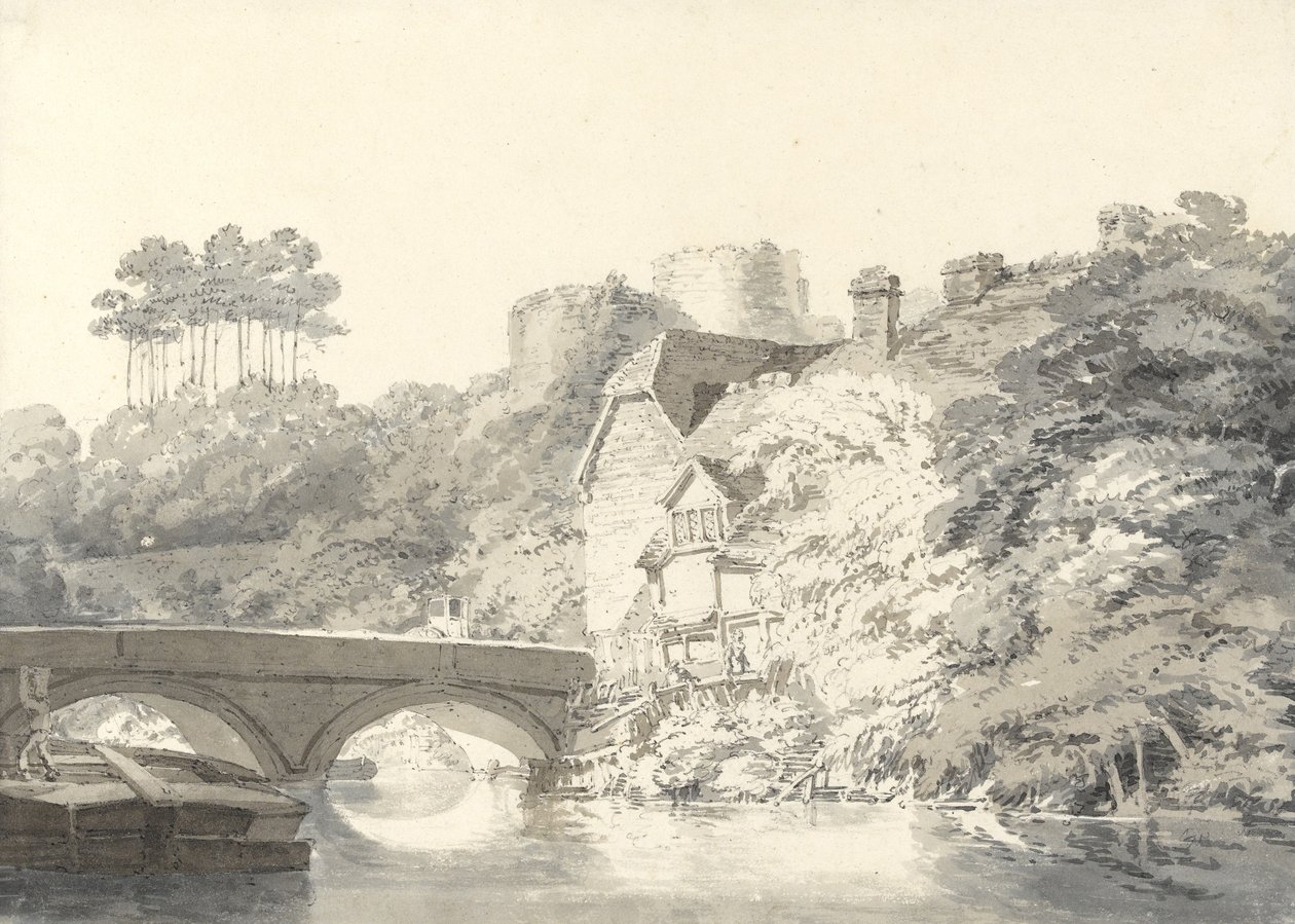 Tonbridge Castle, Kent, 1794 körül (ceruza mosás papíron) alkotó: Joseph Mallord William Turner