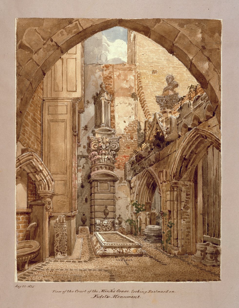 A szerzetessír udvarának képe, 1825. augusztus 22 alkotó: Joseph Michael Gandy