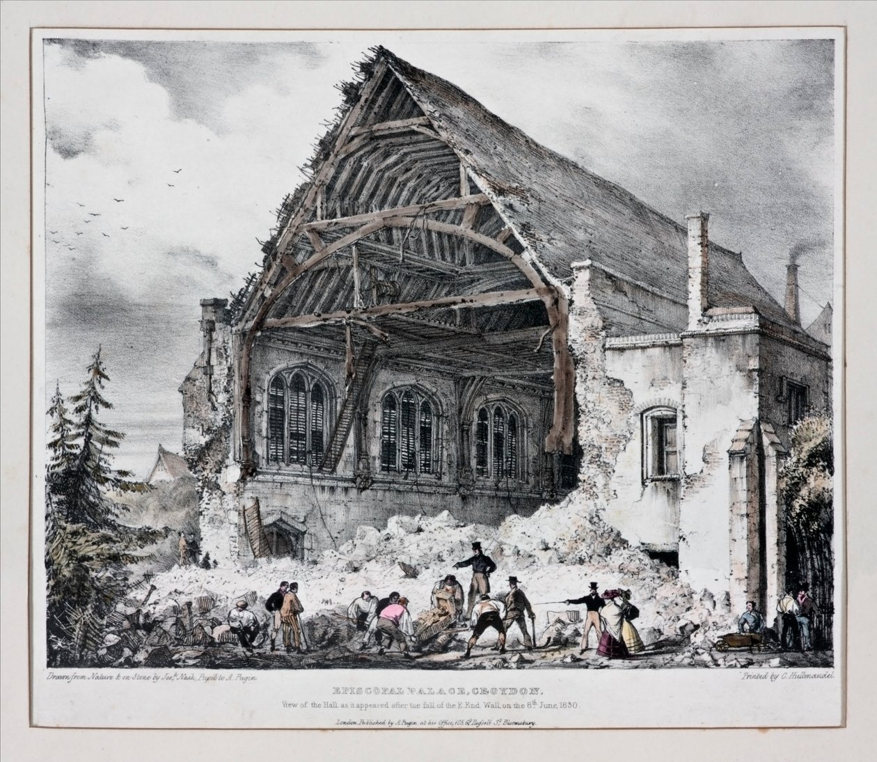 Püspöki Palota, Croydon, 1830 körül (nyomtatott) alkotó: Joseph Nash